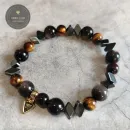 Мужской браслет "Триада власти" из натуральных камней тигрового глаза, обсидиана и гематита